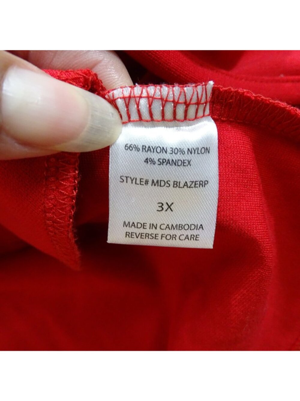 Dear Scarlett Women Red Open Front Blazer Jacket Size 3X Pockets 3/4 Sleeve - Picture 7 of 11